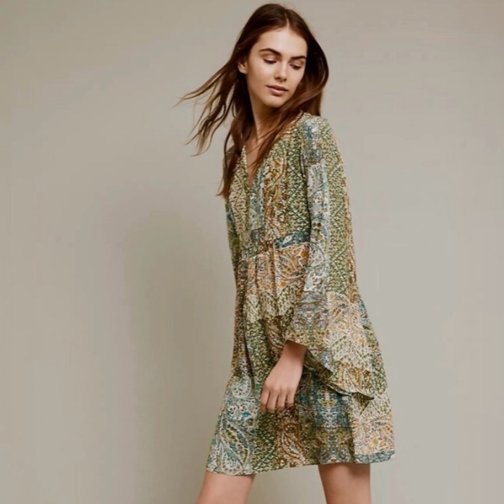 Anthropologie Amelie Paisley 100% Silk Floreat Dress